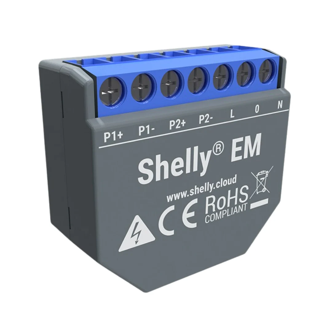 Shelly EM – Medidor de Energia Monofásico WiFi (2 Canais) + Pinça 50A
