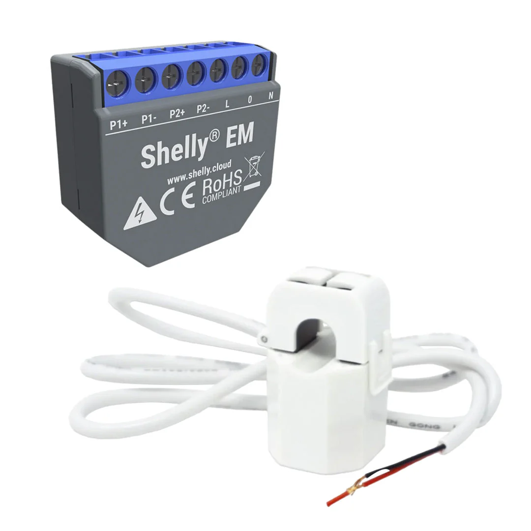 Shelly EM – Medidor de Energia Monofásico WiFi (2 Canais) + Pinça 50A